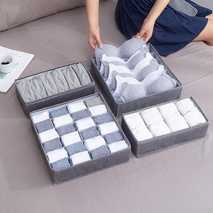Clothing Organizer <b>Drawer</b> Style Underwear <b>Storage</b> <b>Box</b> With Compartments Foldable Lidless Rectangle Solid Color Sock Organizer - Product Image 1