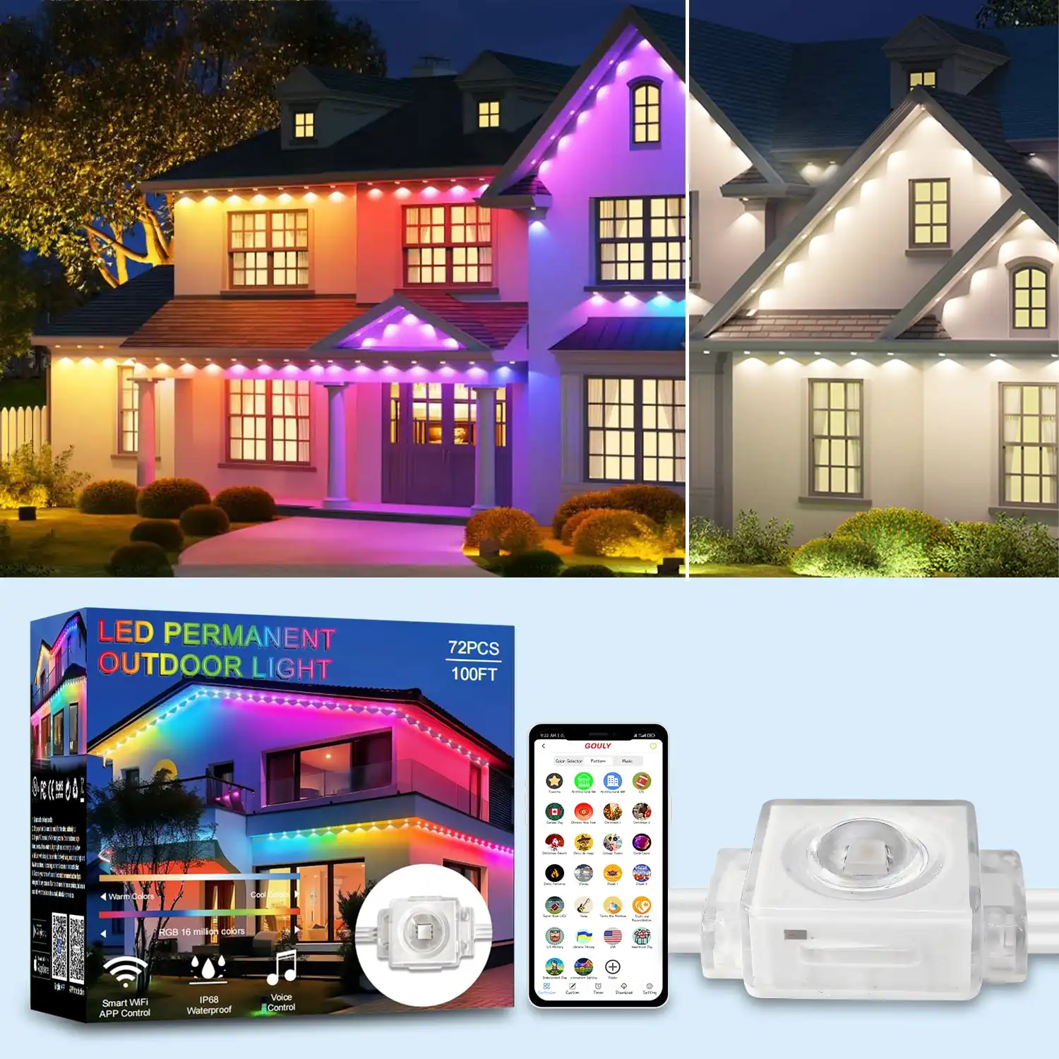 gouly aluminum track permanent house lights 36v set ip68 rgbw led rgbic permanent christmas outdoor lights