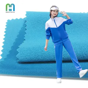 ชุดวอร์มแฟชั่นใหม่ผ้าซูเปอร์โพลีสีฟ้า230gsm กันหดกันน้ำสำหรับเล่นกีฬาฟิตเนส