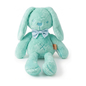 Conejo de Peluche Verde Menta con Orejas con Solapa Únicas, Lazo a Rayas, 14 Pulgadas, Juguete de Peluche para la Habitación del Bebé, Bordado - Product Image 1