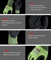 Gants de sécurité MaxiPact Green HPPE résistants aux coupures niveau 3, résistants aux impacts, micro-enduits de mousse de nitrile, antidérapants, respirants, pour le travail