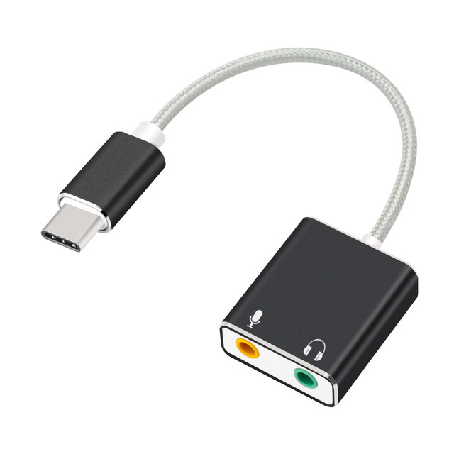 Factory Price Type C Sound Card 7.1 Ch Stereo Audio Adapter With Jack 3.5mm Headphone and Microphone Jack for Laptop