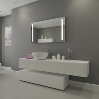 Miroir de salle de bain intelligent LED rectangulaire poli, miroir argenté éclairé avec écran tactile, éclairage frontal et rétroéclairage