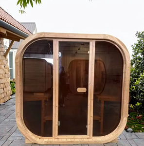 Sauna extérieur sur mesure HELIUS, sauna traditionnel, double banc avec éclairage LED pour 4 personnes - Product Image 3