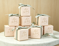 Boîte cadeau personnalisée rose pour mariage avec ruban, mini-boîte d'emballage de luxe pour chocolats, idéale pour les faveurs de fête d'anniversaire