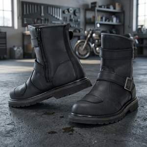 Botas de Motociclista de Cuero Genuino para Invierno, Estilo Chopper, con Cierre de Cremallera, Ligeras y Personalizables, Venta al Por Mayor - Product Image 2