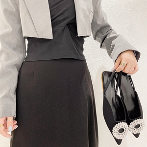 Nouvelles sandales plates à boucle ronde 2023 pour mariée, avec strass, talon plat antidérapant, style doux et élégant, pour l'été et l'automne - Product Image 2