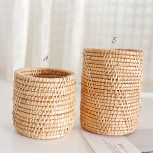 Sustainable Rattan Cutlery Organizer Round Weaving Storage Tube <b>for</b> <b>Dining</b> <b>Table</b> <b>Desk</b> Stationery and Household Item Storage - Product Image 5