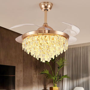 <span class=keywords><strong>Plafond</strong></span> décoratif au design moderne Ventilateurs avec lumières Lustre en cristal <span class=keywords><strong>de</strong></span> luxe Hôtel - Product Image 6
