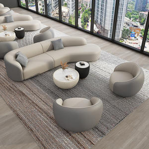 Conjunto de Sofás Curvos de Tela para Vestíbulo de Hotel, Oficina o Recepción con Mesa de Centro, Diseño Artístico y Duradero - Product Image 4