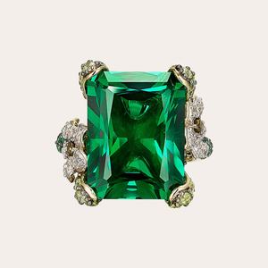 Anillo de Compromiso y Boda de Lujo para Mujer, Plata de Ley 925, Chapado en Oro Amarillo, Corte Esmeralda, Corte Cojín, Engaste de Puntas - Product Image 3