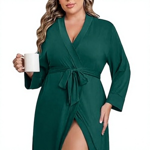 Luxury Style Women Soft Long Sleeve Wrap Robe Comfortable <b>Bath</b> Lounge Gown - Product Image 1