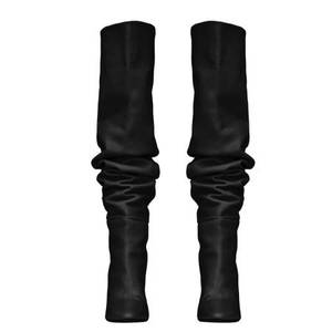 Big Size Leopard Print Suede Knee High Pointed Chunky High Heel Women Boot Solid Leather Slip-on Long Pile up <b>Booties</b> for Ladies - Product Image 3