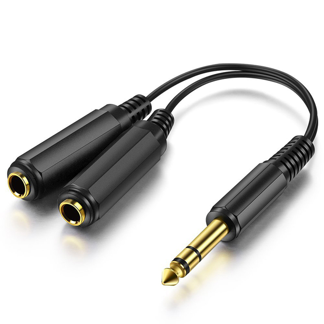 Hot Sale Factory Manufacture 1/4 Inch 6.35mm Dual Splitter Male to Female Splitter Converter