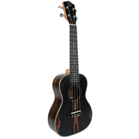 Best Quality Solid Ebony Flamed Wooden Customized Wholesale Soprano 21 Inch Ukulele