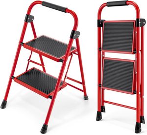 Échelle pliante industrielle moderne en fer et aluminium blanc, capacité 150 kg, portable, pour intérieur, jardin, maison, école, rangement - Product Image 1