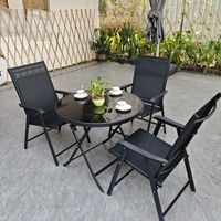 Ensemble table et chaises pliantes en métal pour l'extérieur, portable pour les patios, les balcons, les jardins et les salons de thé