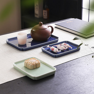 Chinese Style Ceramic Tea And <b>Snack</b> <b>Tray</b> Solid Color Small Fruit Plate For Residential Use Dessert Serving <b>Trays</b> - Product Image 2
