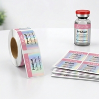 Étiquettes autocollantes holographiques personnalisées pour petites bouteilles de cosmétiques/huiles essentielles/peptides - Imperméables et résistantes aux UV pour le branding