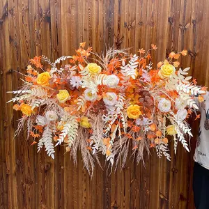 La vendita calda di Amazon fiore artificiale matrimonio arco disposizione fiore fila sfondo festa evento decorazione casa di natale
