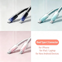 Câble Type C tressé transparent effet cristal de glace, durable avec protection, câble de charge rapide pour téléphone, charge rapide