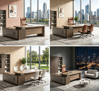 Ensemble bureau et chaise de direction, bureau rectangulaire, table d'appoint, classeur, style moderne et épuré, pour PDG et managers, bureau léger