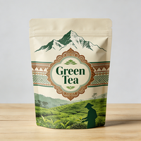 Emballage de sachet en feuille compostable de qualité alimentaire personnalisé pour poudre de thé matcha, impression numérique, sachet debout, sachet barrière avec fermeture éclair
