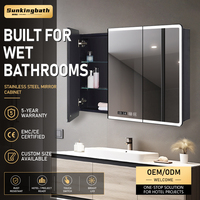 Armoire de salle de bain intelligente avec miroir LED, design de luxe américain, en acier inoxydable, armoire à pharmacie avec miroir