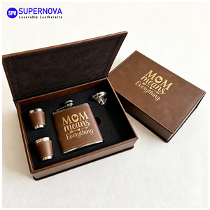 Gourde à liqueur en cuir gravée au laser personnalisée pour <span class=keywords><strong>coffret</strong></span> cadeau, gourde à liqueur en cuir portable de 6 oz pour le camping en plein air - Product Image 4