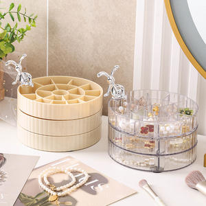 Étagères rotatives à deux couches pour animaux de compagnie Art moderne Unique respectueux de l'environnement Simple rouge à lèvres organisateur de soins de la peau boîte de rangement de bijoux - Product Image 3