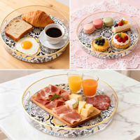 Plateau de service à dessert en acrylique personnalisé à 3 niveaux, spécial mariage arabe, décor doré transparent, pour présentation de macarons, fruits et pâtisseries juives