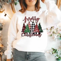 Vente chaude Joyeux Noël T-Shirt Design Appliques d'arbre de Noël lavables avec Hotfix Technique
