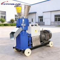 Nouvelle machine à granulés d'aliments pour animaux, moteur électrique, haute productivité, capacité de 200 kg/h, construction métallique pour volailles, poissons, bétail