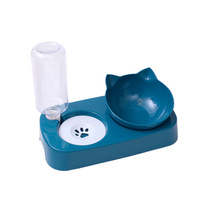 Distributeur d'eau automatique pour chats et chiens à double bol, conception 2-en-1, anti-renversement, en plastique, avec support cervical sécurisé pour animaux