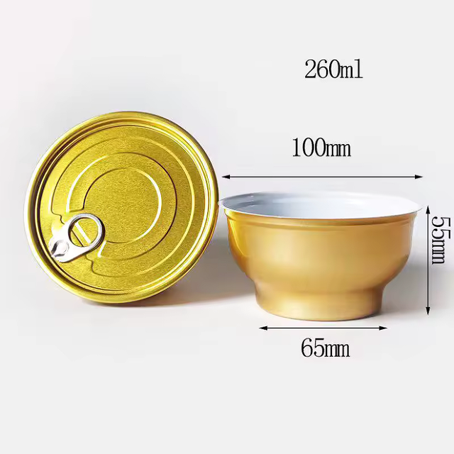 955# 250ml Golden Aluminum Cans Self Heating Food Bowl With Pull Tab for Instant Food Porridge Soup Bird's Nest Packaging