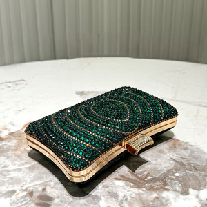 HC1242 New Arrival Women Fashion Temperament Elegant Evening Chain Bag Dark <strong>Green</strong> Rhinestone <strong>Clutch</strong> For Party Formal Event - Product Image 5