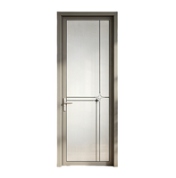 Porte de salle de bain en alliage d'aluminium au design moderne pour maisons, toilettes intérieures, portes à battants en verre dépoli – Prix