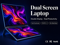 Laptop Bisnis Layar Ganda Baru 16 Inci, Layar Sentuh Ganda, Ultra Tipis, Metal, Notebook Win11 untuk Penggunaan Kantor dan Komersial