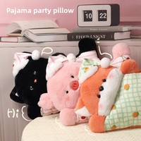 Coussin de couchage pour dortoir de filles, en coton PP et peluche courte, hauteur 31-50 cm, broderie patchwork motif ours, pour canapé, voiture, soutien lombaire