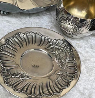 Taza de Té de Plata Pura Grabada a Mano con Asa, Taza de Café de Plata Antigua, Copa de Vino, Se Acepta Logotipo Personalizado