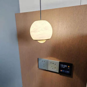 Lustre suspendu décoratif moderne de luxe en cuivre et marbre avec LED pour villa, chambre et hall d'entrée - Product Image 6
