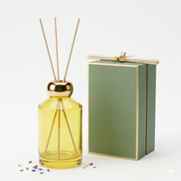 Diffuseur de parfum en verre transparent jaune de luxe 200 ml, bouteille ronde vide, bouteilles d'aromathérapie pour la décoration de la maison