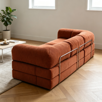 Canapé modulaire pliable à structure métallique, revêtement en tissu velours côtelé, mobilier de salon sans armature, canapé compressé
