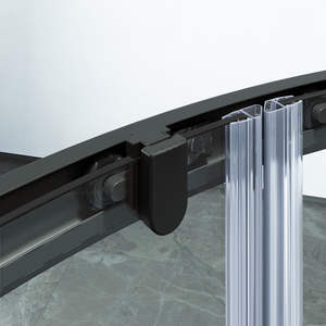 Taille personnalisée cadre noir incurvé Quadrant porte coulissante cabine de douche coin verre trempé écran de bain - Product Image 4