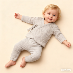 Abbigliamento per Neonati <span class=keywords><strong>in</strong></span> Morbido <span class=keywords><strong>Mussola</strong></span> 100% <span class=keywords><strong>Cotone</strong></span>, Completo Semplice con Camicia Allacciata e Pantaloni Lunghi - Product Image 2