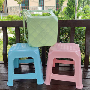 Thickened <b>Plastic</b> Square <b>Stool</b> 60cm Stackable Household Childrens Bathroom <b>Stool</b> Blue Green Pink - Product Image 3