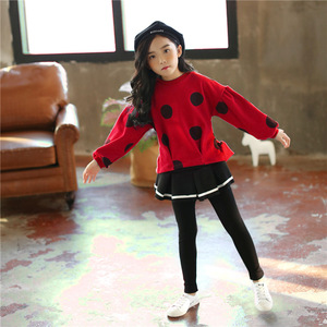 Ensembles 2 pièces pour bébé fille : Kurti à pois, jupe et leggings à rayures – Nouveaux produits sur le marché chinois - Product Image 2