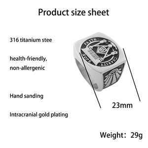 Yunnique Freemason <b>Ring</b> Men's Silver Shield Shape Geometric Design Gift Jewelry Made in Dongguan 21005 - Product Image 2