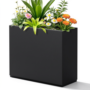 Sturdy Galvanized Steel Square <b>Planter</b> <b>Box</b> Minimalist Black Outdoor Flower Pot for Commercial & Home & Garden Use - Product Image 1