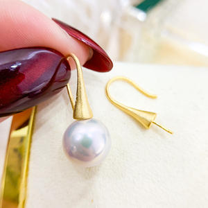 Pendientes de Plata con Gancho Simple 21424DIY con Cuentas Redondas de 9-15 mm, Base Vacía S925 Adornada con Perlas - Product Image 1